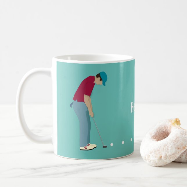 Caneca De Café Golfer Putting (Com Donut)