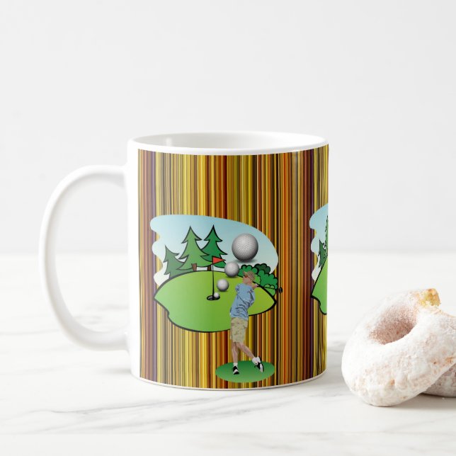 Caneca De Café Golfer Stripe Golf Balls (Com Donut)