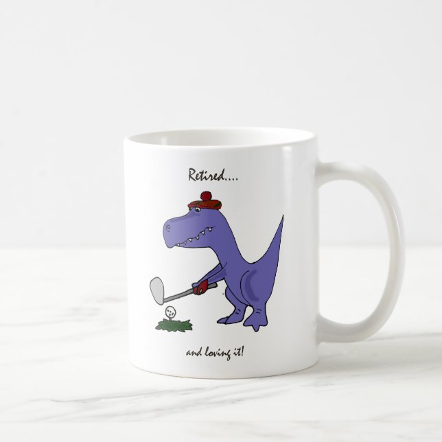 Caneca De Café Golfing aposentado engraçado do dinossauro de (Direita)