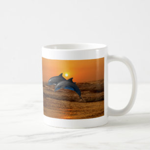 Caneca De Café Golfinho de Bottlenose no por do sol