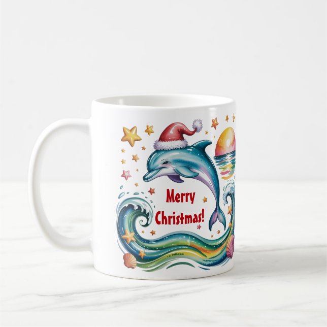 Caneca De Café Golfinho de Natal no Paraíso Tropical (Esquerda)