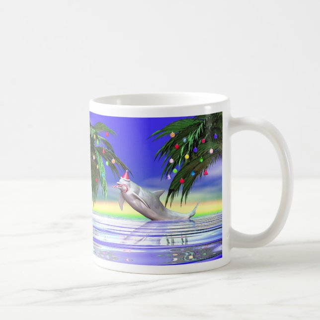Caneca De Café Golfinho de Natal tropical (Direita)