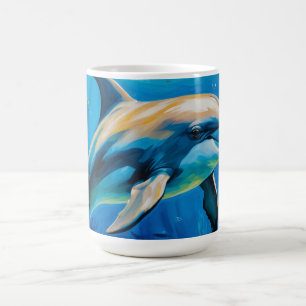 Caneca De Café Golfinho de Pintura de Petróleo