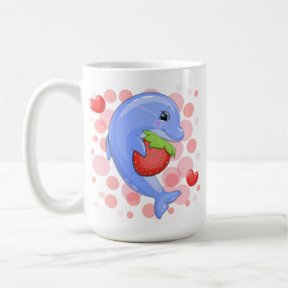 Caneca De Café Golfinho e morango de animação