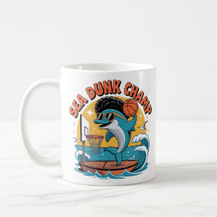 Caneca De Café Golfinho Engraçado Dunk Afro Basquete