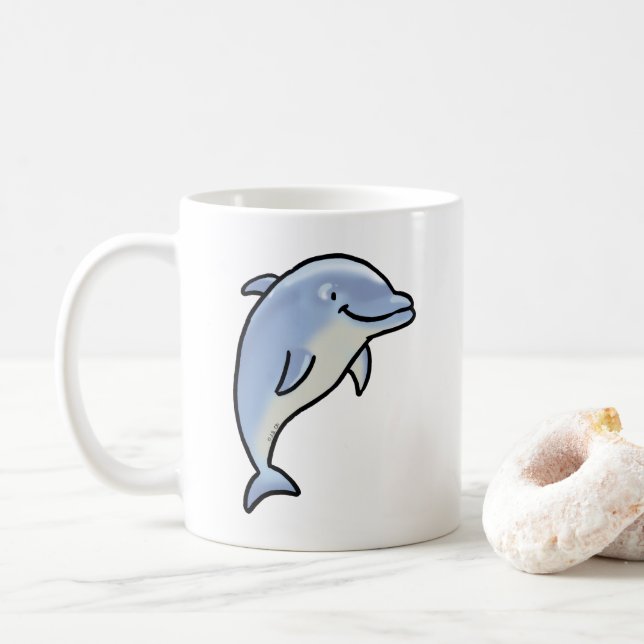 Caneca De Café Golfinho Sorridente Fofo (Com Donut)