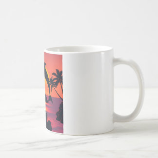 Caneca De Café Golfinho Sunset e Café Tropical de Praia Surfer Mu