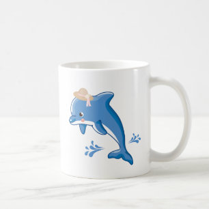 Caneca De Café Golfinho vestindo palha com água estilizada sp