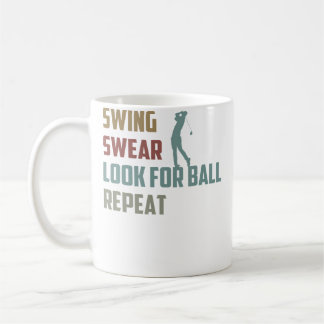 Caneca De Café Golfista Engraçado Procura Bola Repete Jogador de 