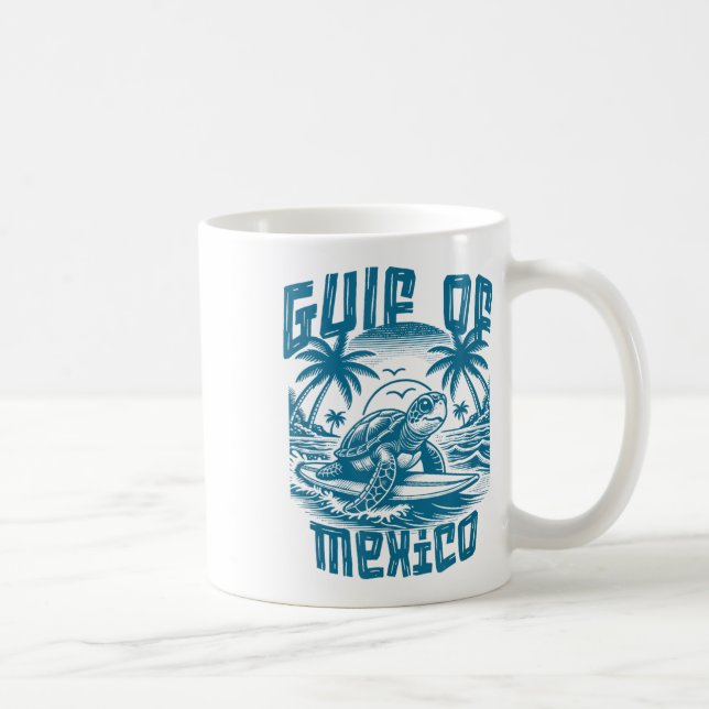 Caneca De Café Golfo De Retro-Verão Do México (Direita)