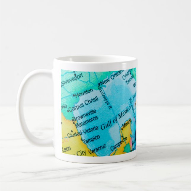 Caneca De Café Golfo do México Mapa Mug (Esquerda)