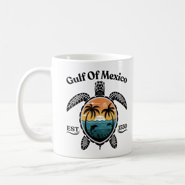Caneca De Café Golfo Do México Tartaruga Est 1550 Golfo Do México (Esquerda)