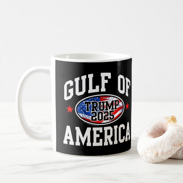 Caneca De Café Golfo dos EUA América 2025 Donald Trump (Com Donut)