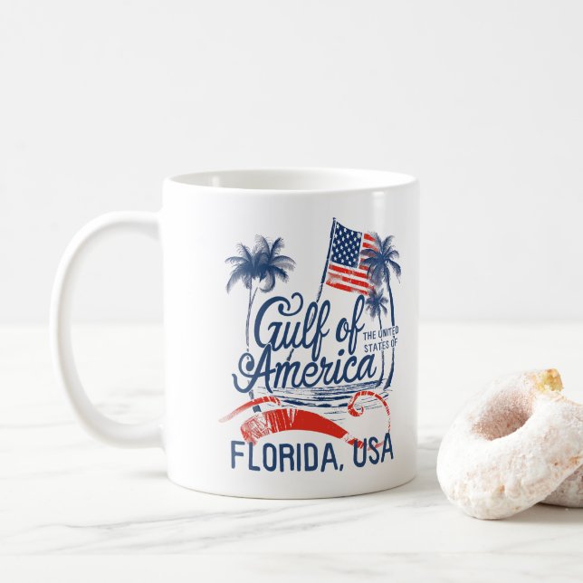 Caneca De Café Golfo dos EUA América 2025 Flórida Bandeira Americ (Com Donut)