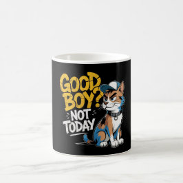 Caneca De Café Good Boy Not Today Funny Cat Illustration 