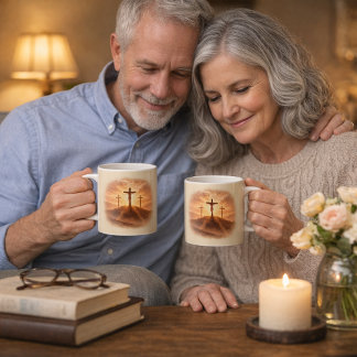 Caneca De Café Good Friday Three Crosses Sunset