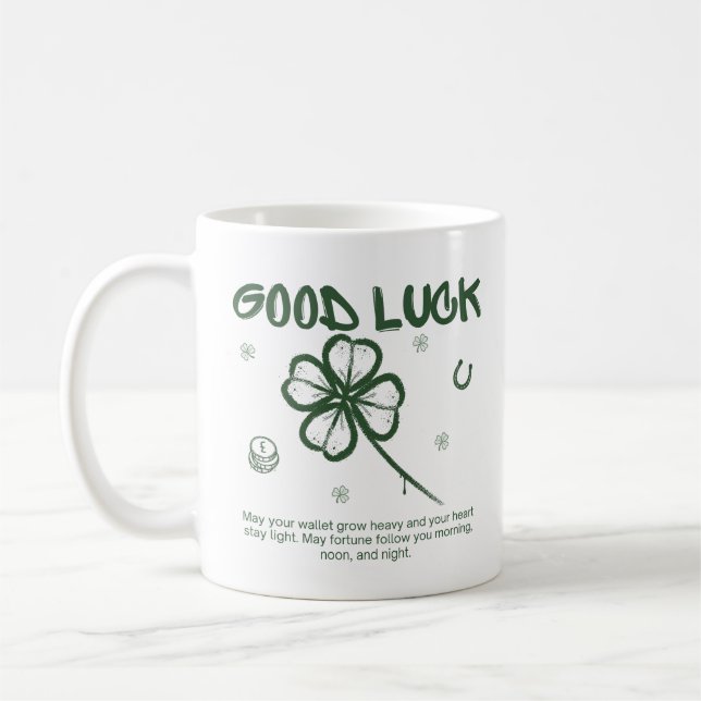 Caneca De Café Good Luck Four-Leaf Clover Coffee (Esquerda)