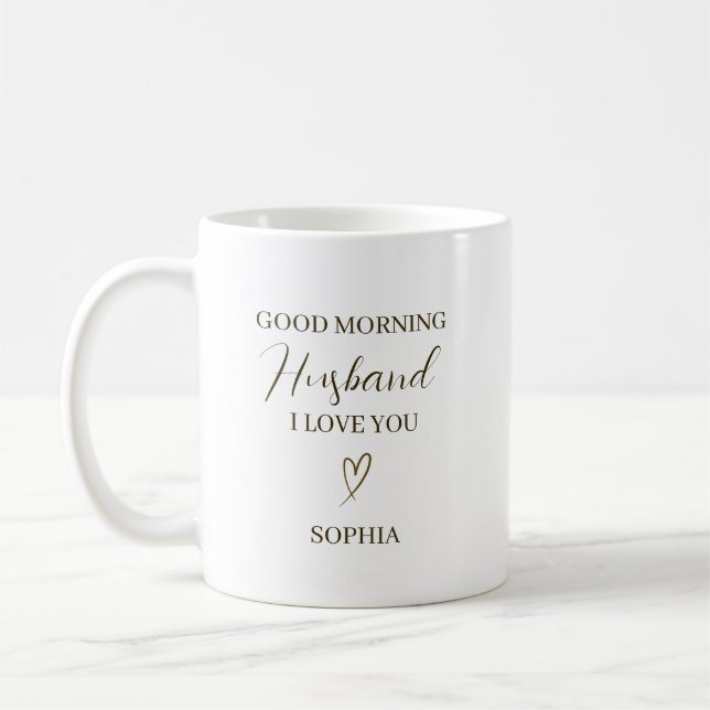 Caneca De Café Good Morning Husband Personalized Romantic Gift (Esquerda)