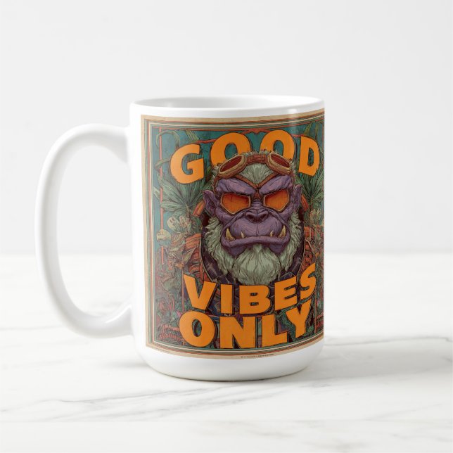 Caneca De Café Good Vibes Only Coffee Mug – Bold Gorilla Design (Esquerda)