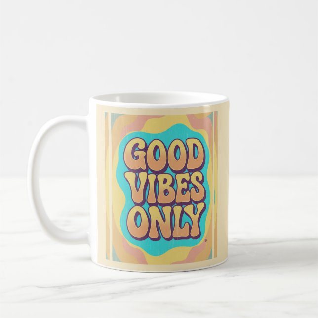 Caneca De Café Good vibes only retro groovy style (Esquerda)