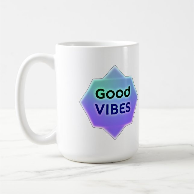 Caneca De Café "Good Vibes" Text on Gradient Star Shape (Esquerda)