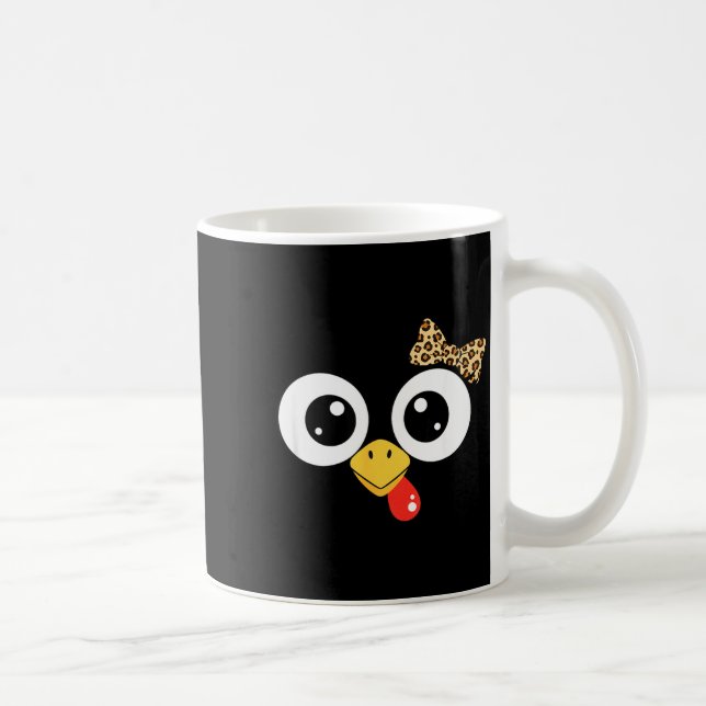Caneca De Café Googly-eyed Turkey With Leopard Bow, Funny Cartoon (Direita)