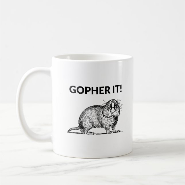Caneca De Café Gopher, Engraçado Gopher Pun (Esquerda)
