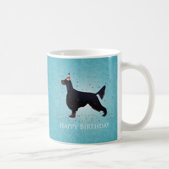 Caneca De Café Gordon Setter Happy Birthday Design (Direita)