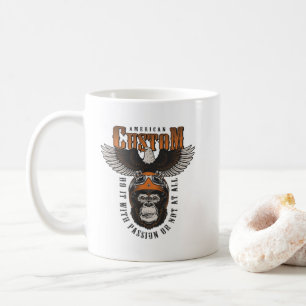 Caneca De Café Gorila Americano de Motoqueiro Vintage Águia