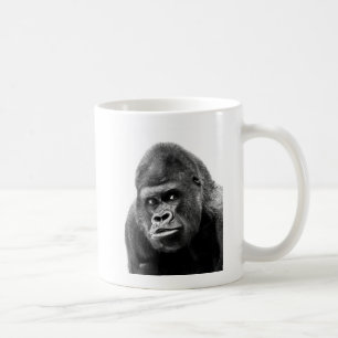 Caneca De Café Gorila Branca Negra