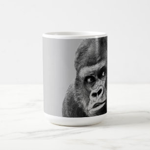 Caneca De Café Gorila Branca Negra