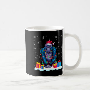 Caneca De Café Gorila Chapéu de Papai Noel Luz da Árvore de Natal