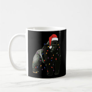 Caneca De Café Gorila Com Papai noel De Luzes De Natal F