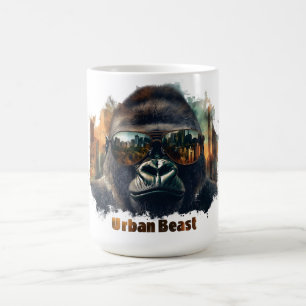 Caneca De Café Gorila Fera Urbana com Óculos de Sol