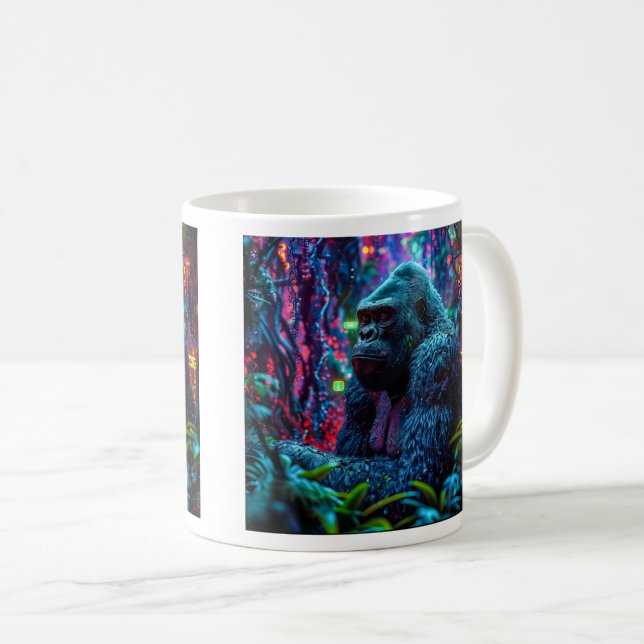 Caneca De Café Gorila Neon (Frente Esquerda)