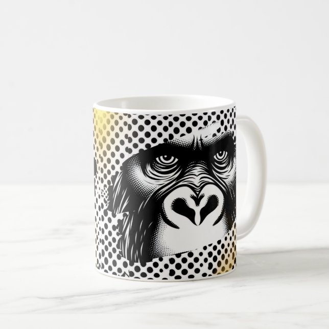 Caneca De Café Gorila Pop de Arte Negra (Frente Esquerda)