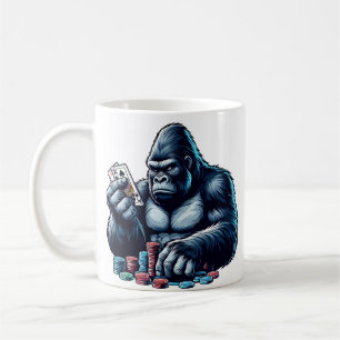 Caneca De Café gorilla ape jogando cartas jogando pôquer casino