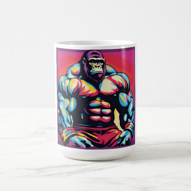 Caneca De Café Gorilla Bodybuilder Wefter Pop Cartoon (Centro)