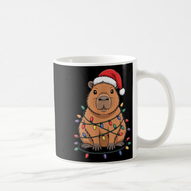 Caneca De Café Gorro de Natal Engraçado de Capivara Desenho Anima (Direita)