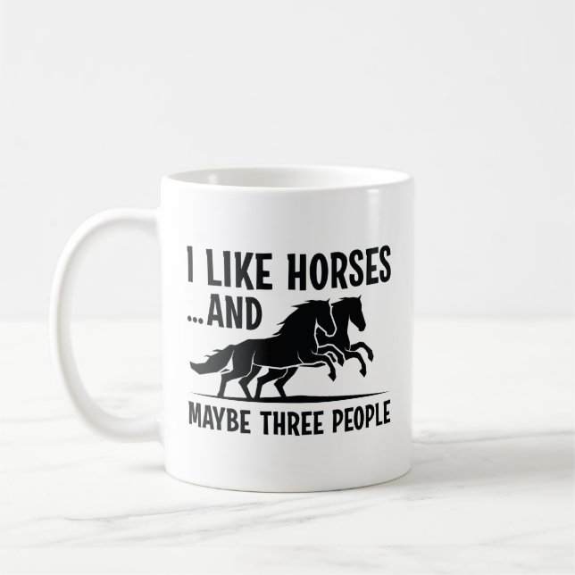 Caneca De Café Gosto De Cavalos E Talvez De 3 Pessoas (Esquerda)