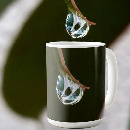 Caneca De Café Gota de Chuva na Ponta da Folha com Fotografia de
