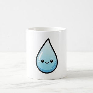 Caneca De Café Gota de Chuva Sorridente – Ilustração Kawaii Fofa