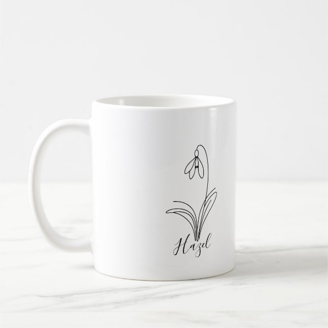 Caneca De Café Gota de neve personalizada de janeiro Flor de Nasc (Esquerda)