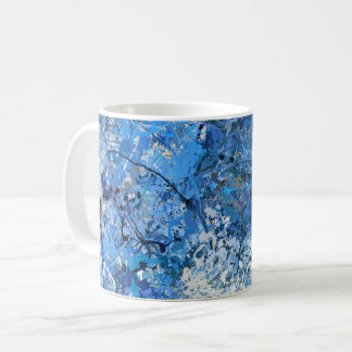 Caneca De Café Gotas Azuis Abstração