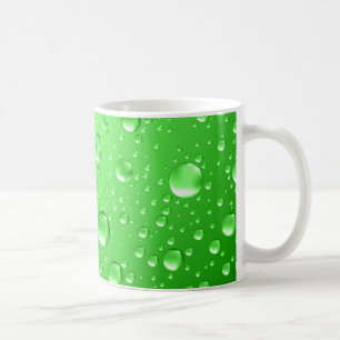 Caneca De Café Gotas de chuva Abstrato verde brilhante metálico