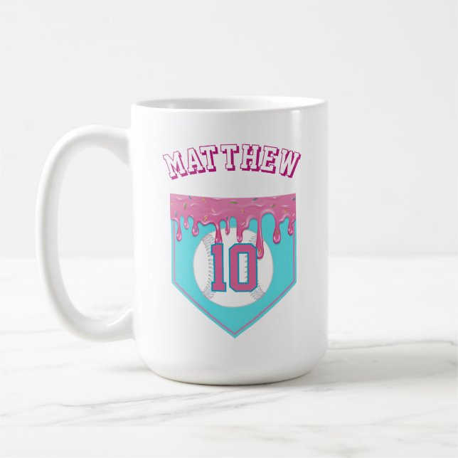 Caneca De Café Gotejamento de Beisebol Rosa (Esquerda)