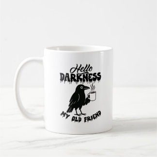 Caneca De Café Goth Crow Coffee "Hello Darkness" Art