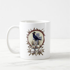 Caneca De Café Gótica Raven em Pilha de Peles Pássaros