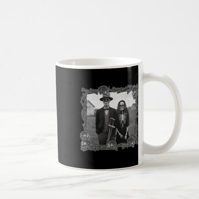 Caneca De Café Gótica Skeleton Halloween (Direita)
