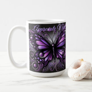 Caneca De Café Gótico Caprichoso Borboleta Roxa Personalizada
